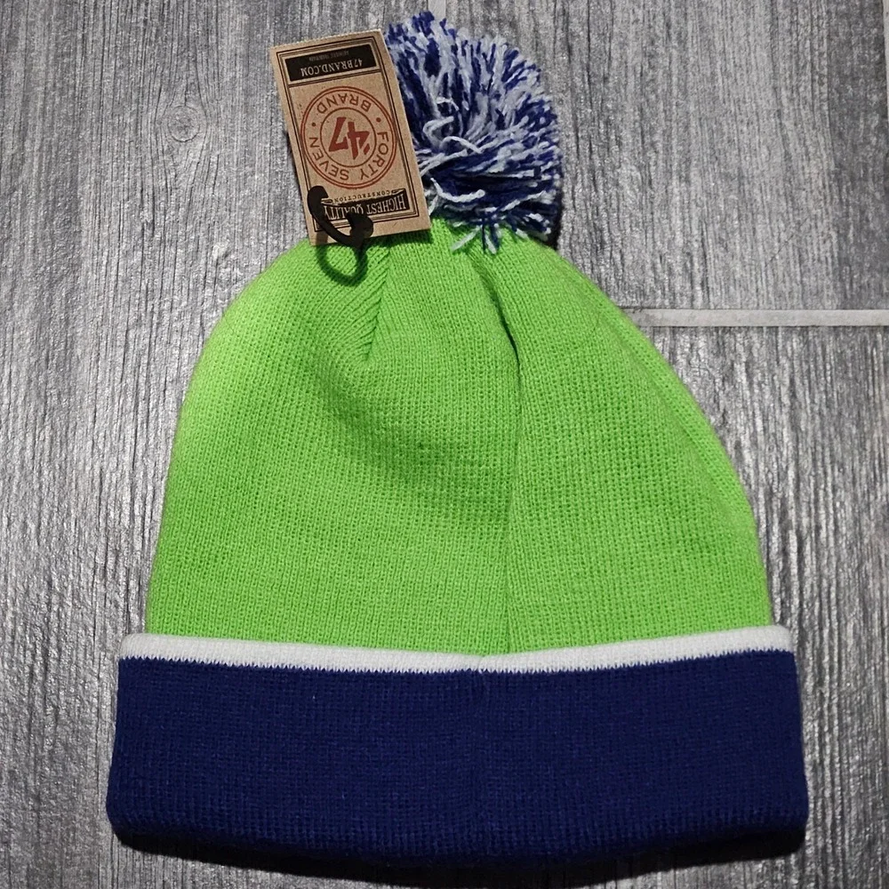47 Brand‎ Atlanta Hawks Knit Pom Beanie Hat One Size Green Blue White